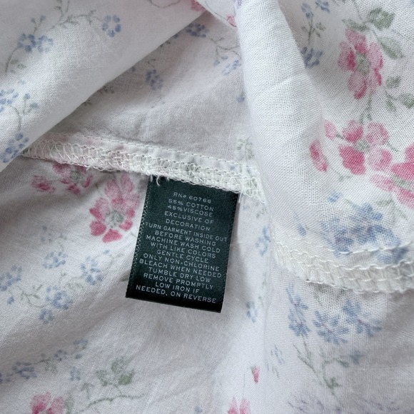 Lauren Ralph Lauren Womens XL Sleep Shirt Long Sleeve White Pink Floral - Picture 6 of 7